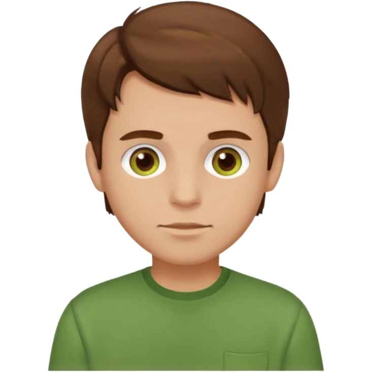 Dom Field brown hair, brown eyes, green shirt emoji
