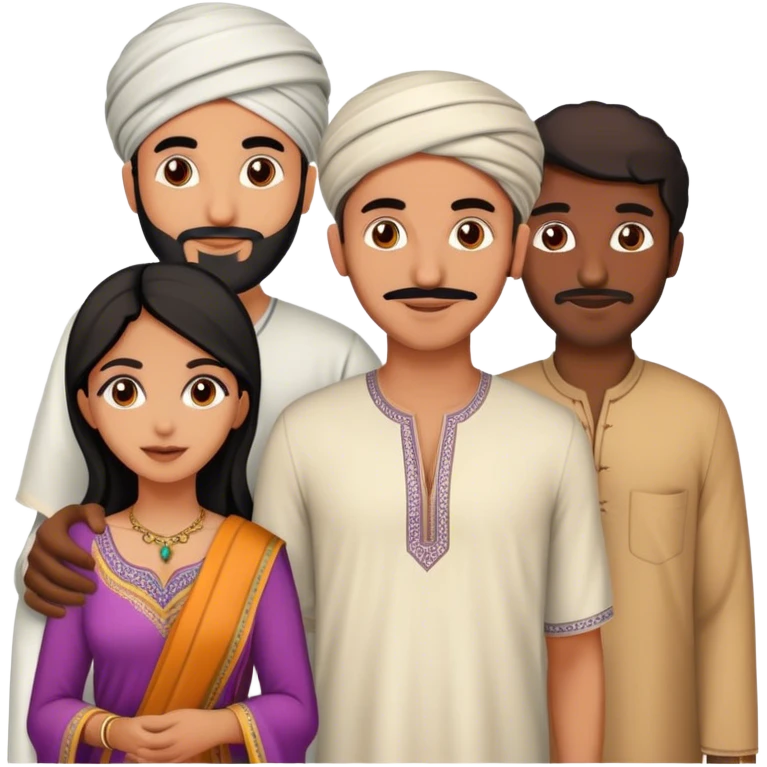 5 bestfriends: 1 Moroccan man, 1 Arab man, 1 Iranian girl, 1 Indian girl, 1 black man emoji