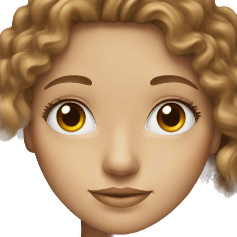a white woman with hazel eyes and long curly wavy brown hair emoji