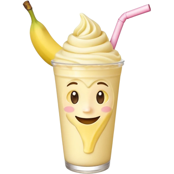 milkshake with a face, banana emoji