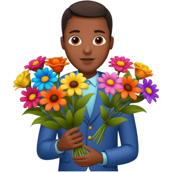 Black Male hand give a bogue of flowers emoji