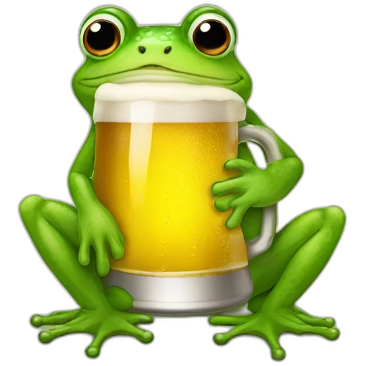 Frog with a beer emoji