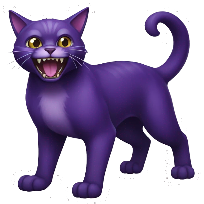 Black-purple Cat-Fakémon with big fangs full body emoji