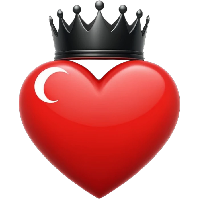 emo heart with crescent moon and black crown emoji