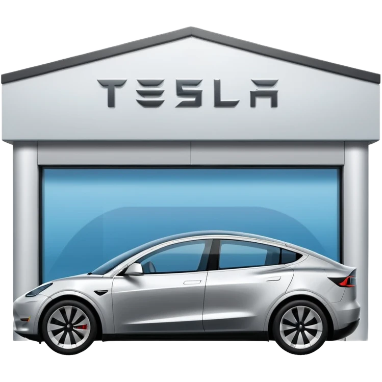 A Tesla Model Y parallel parking in front of a store, from above emoji