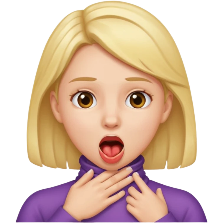 Girl holding her neck with mouth open  emoji