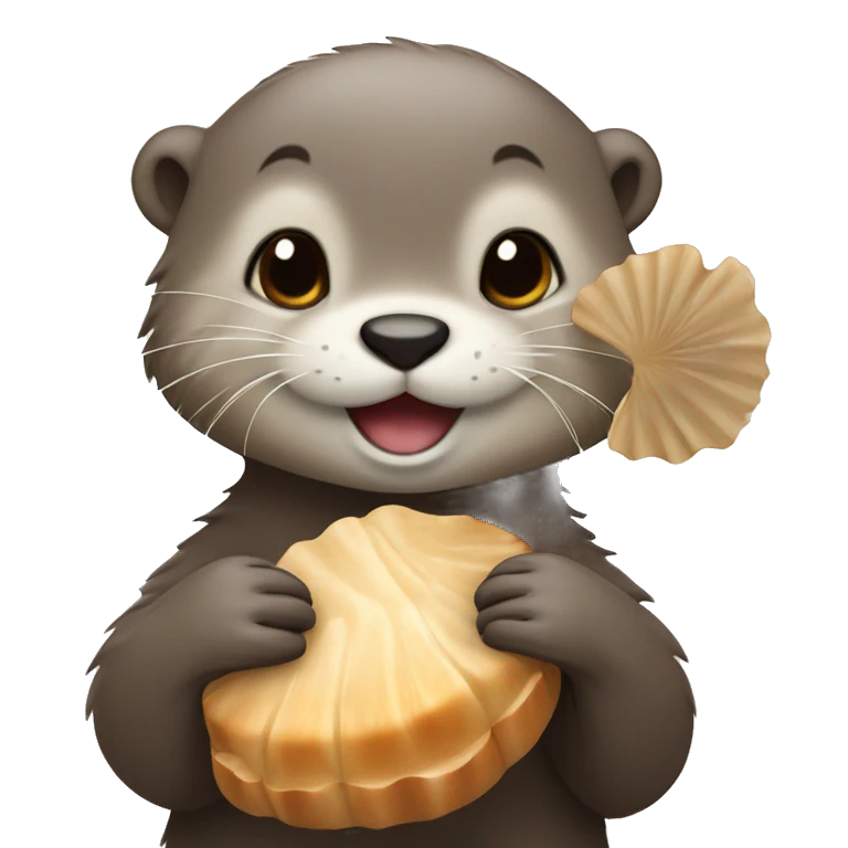 Cute Otter holding ten scallops emoji