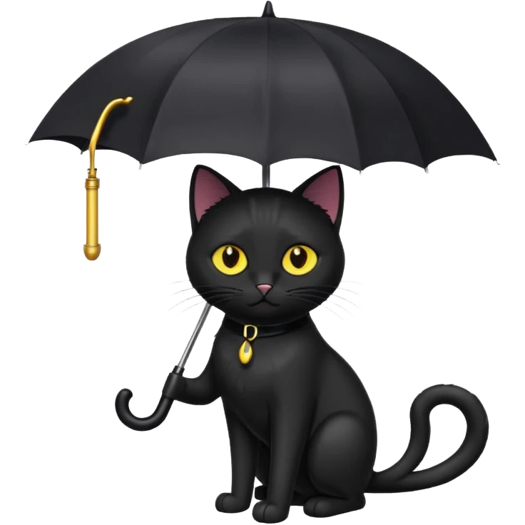 black cat with umbrella emoji