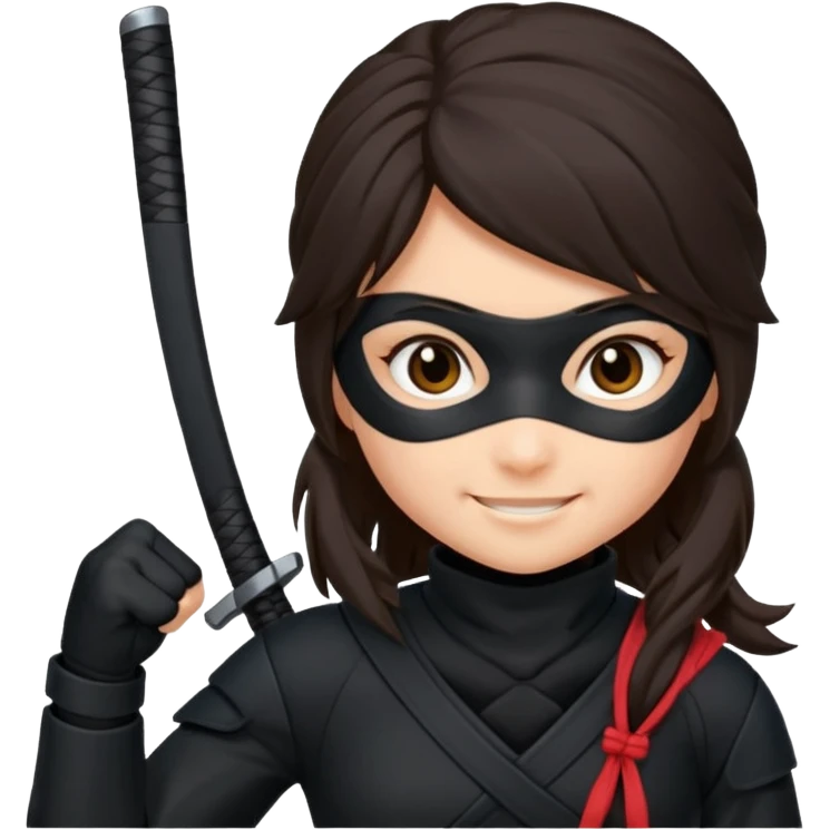 i need girl ninja smile with long dark brown hair emoji
