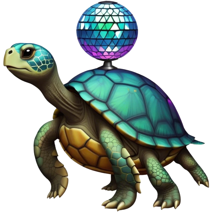 turtle with a discoball hell emoji