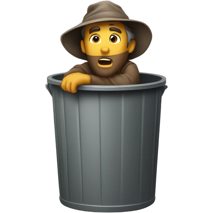A hobo in a trash can going 80mph emoji