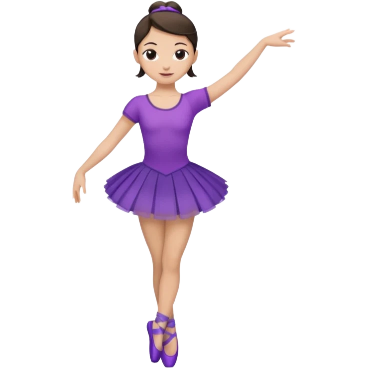 una bailarina, pelo morocho, remera violeta, zapatiilas violeta y polleritan negra y que el pelo este recogido emoji