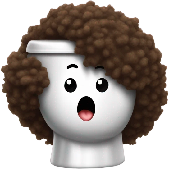 Poo with Afro hair with 2 legs running away from toilet emoji