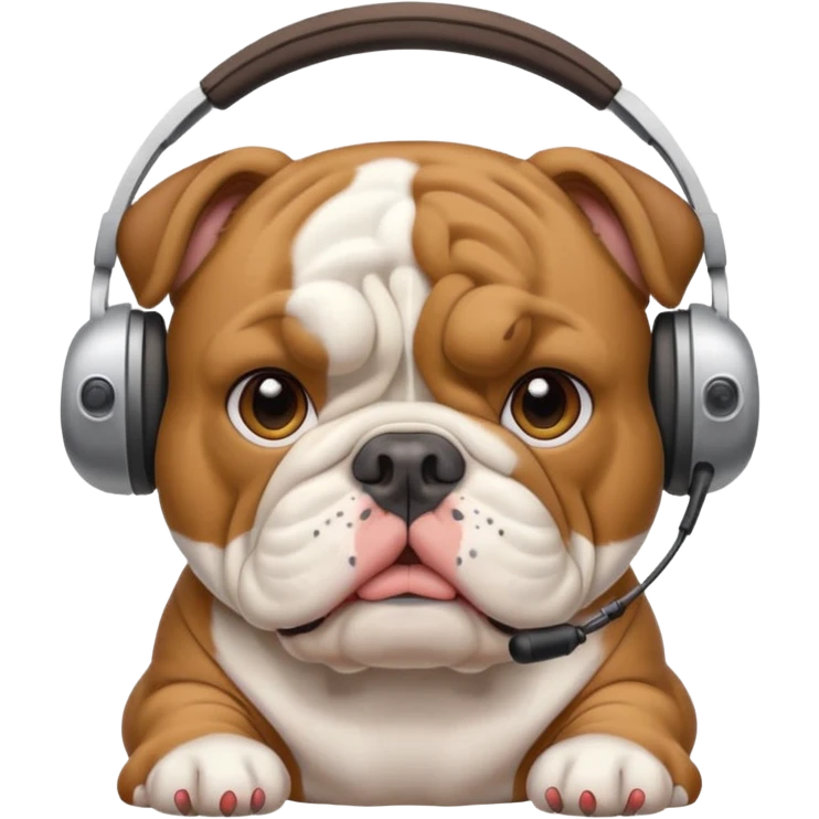 english bulldog with headset ready to assist emoji