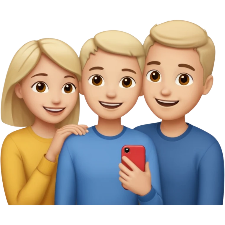 Three friends talking and looking each other emoji