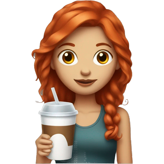 Red head girl with iced coffe emoji
