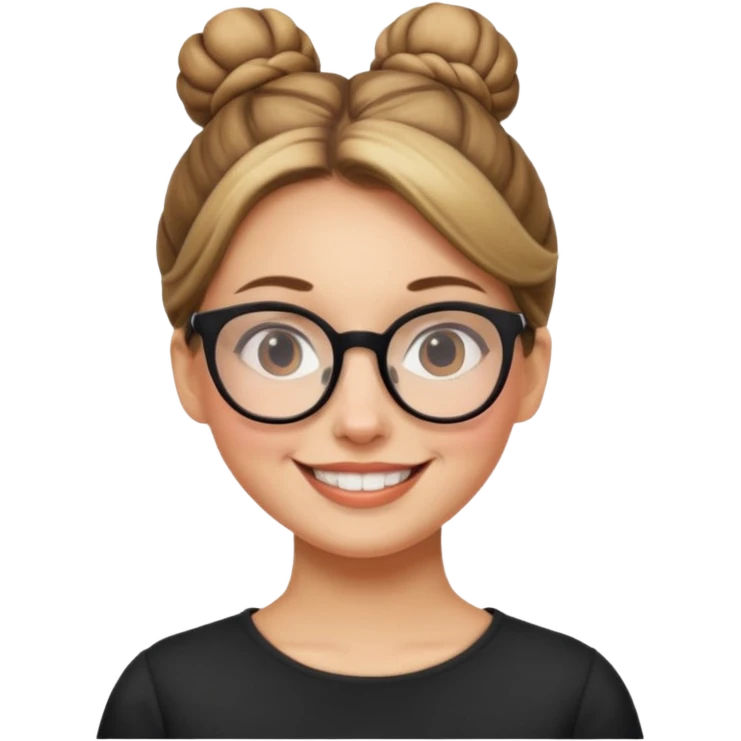 BUN HAIRED WOMAN WITH GLASSES emoji