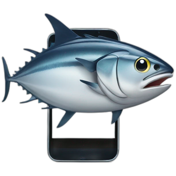 Tuna fish with a smartphone  emoji