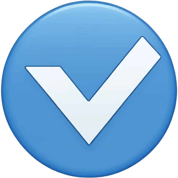 Un círculo celeste con un chequesito emoji