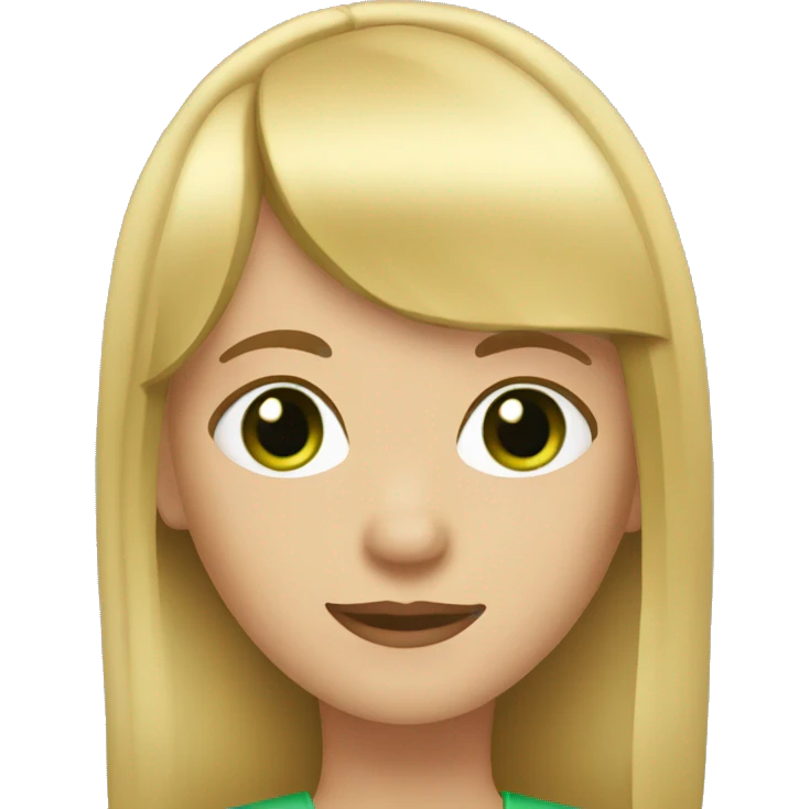 Girl with blond straight hair and bangs and green eyes emoji