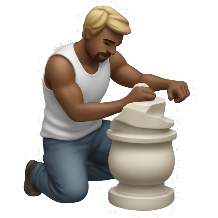 Man sculpting muscolar statue emoji