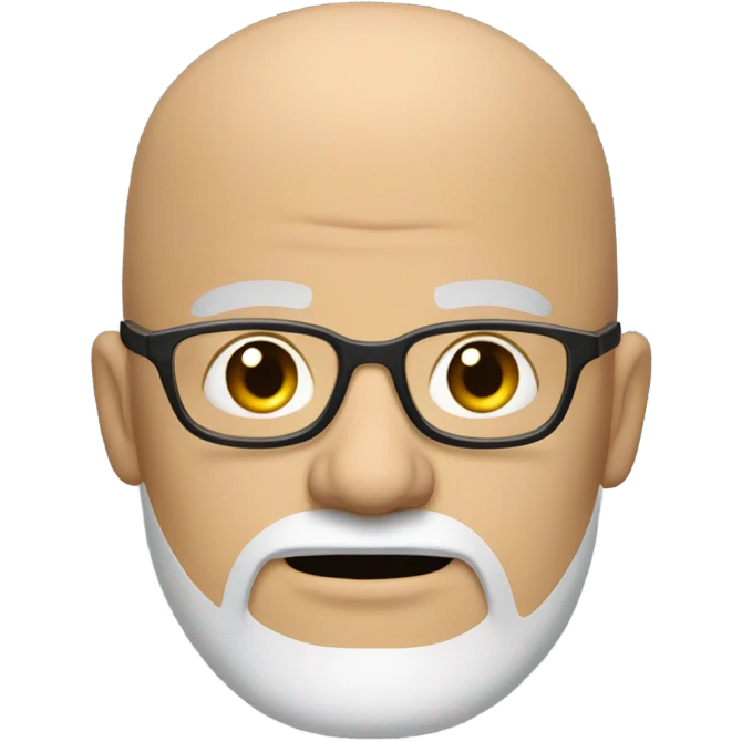 Mean looking Bald man white goatee beard black eyes and glasses  emoji