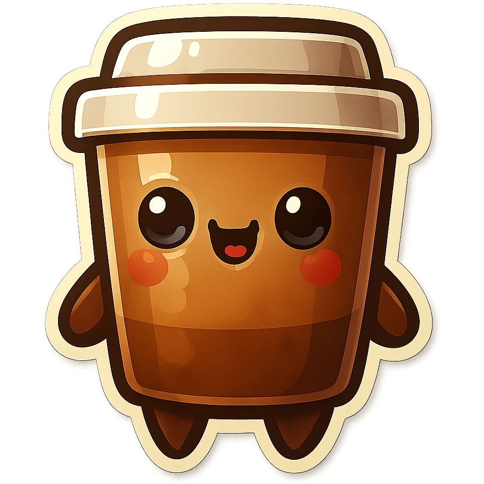 Tall coffee cup, hugging emoji
