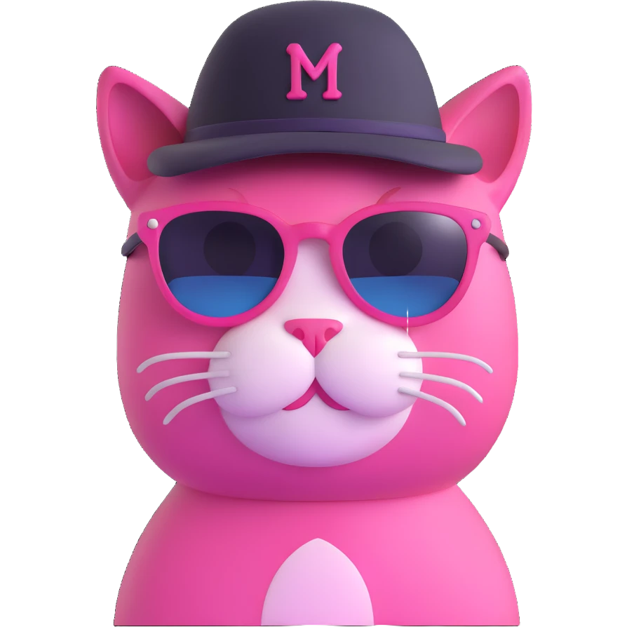 pink cat wearing sunglasses and hat emoji