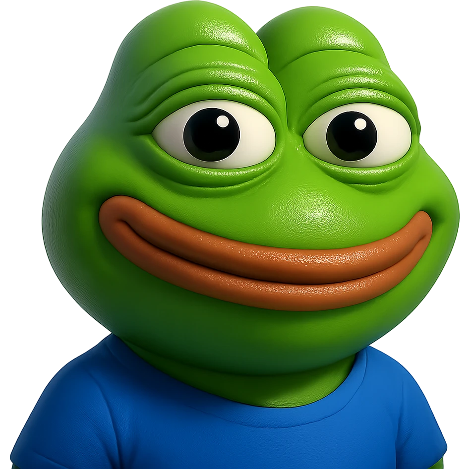 pepe in
- 3d style
- bright green
- smiling
- looking straight at the camera
- good highlights and shadows emoji