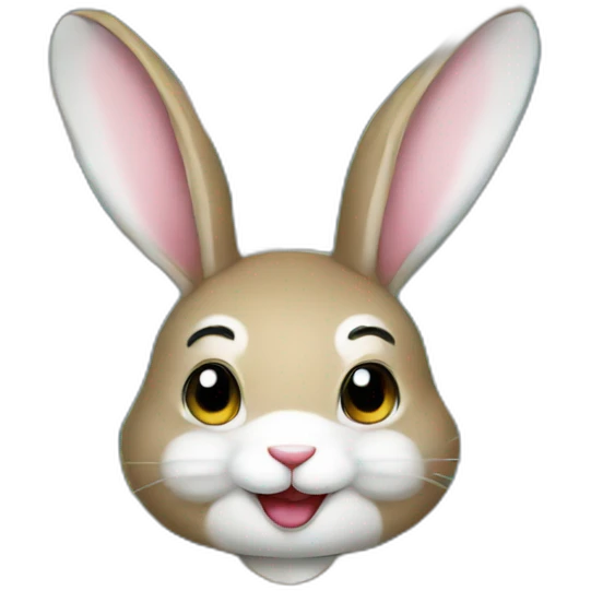 A smiling rabbit in a Ukrainian flag costume emoji