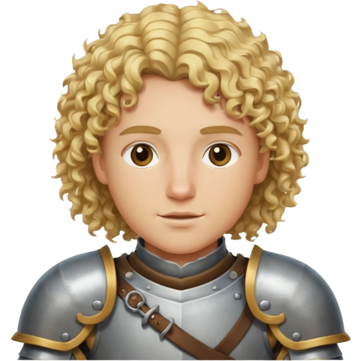 Knight with blonde hair and curly hair no mustache wearing armor emoji