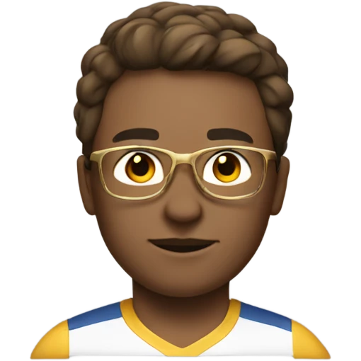 a sportif with short brown hair and gold glasses emoji