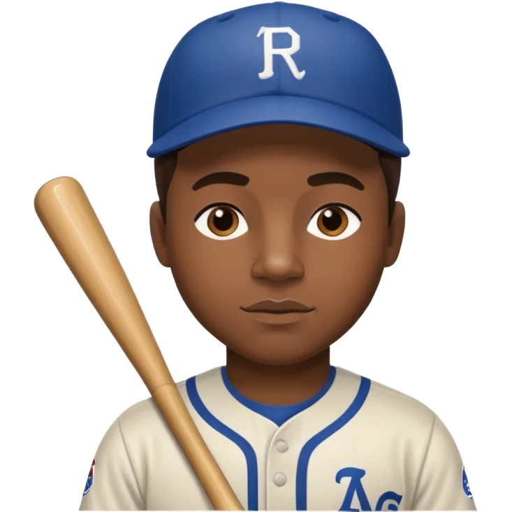 Jackie Robinson with dark brown hair emoji