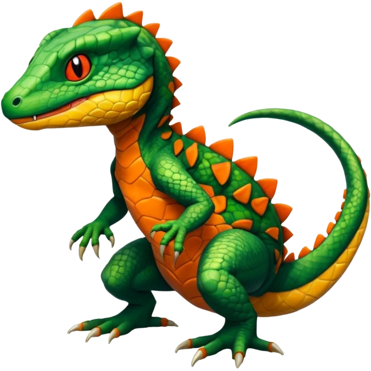 Salandit-Treecko-Kecleon-Fakémon-Pokémon-hybrid-creature (full body)  emoji