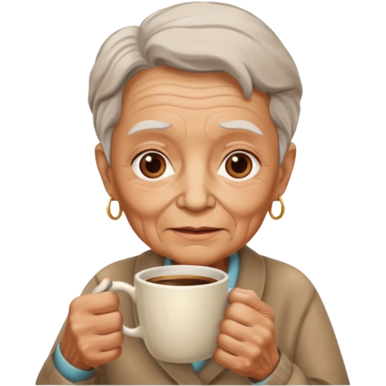 elderly with coffee emoji