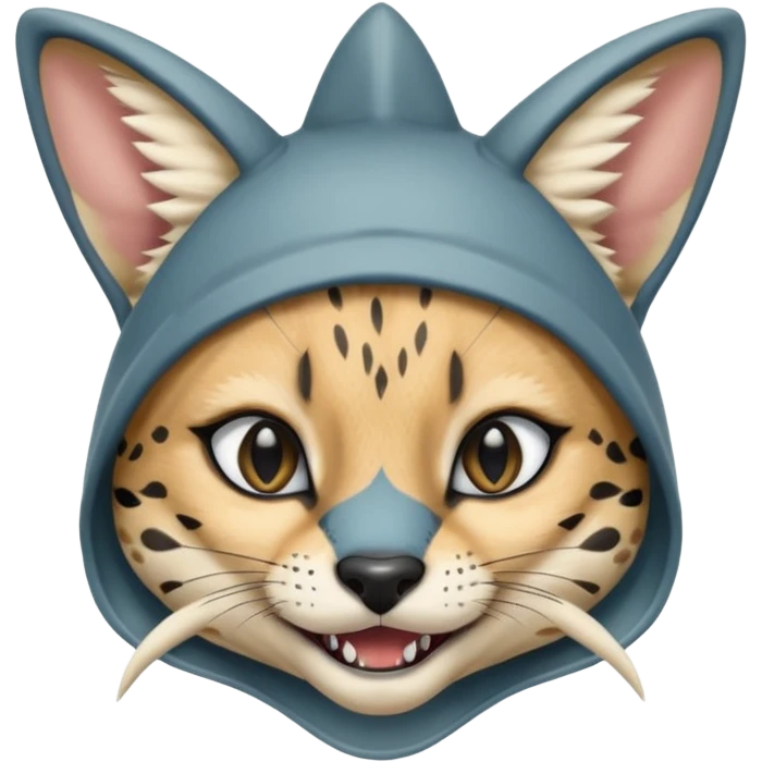 Wearing shark hood serval meme eye wink emoji