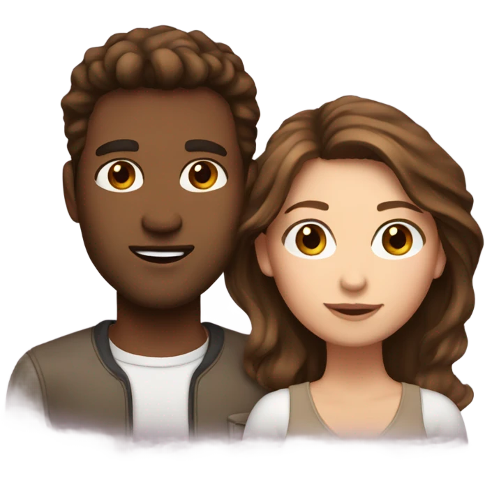 Couple with brown hair brown eyes emoji