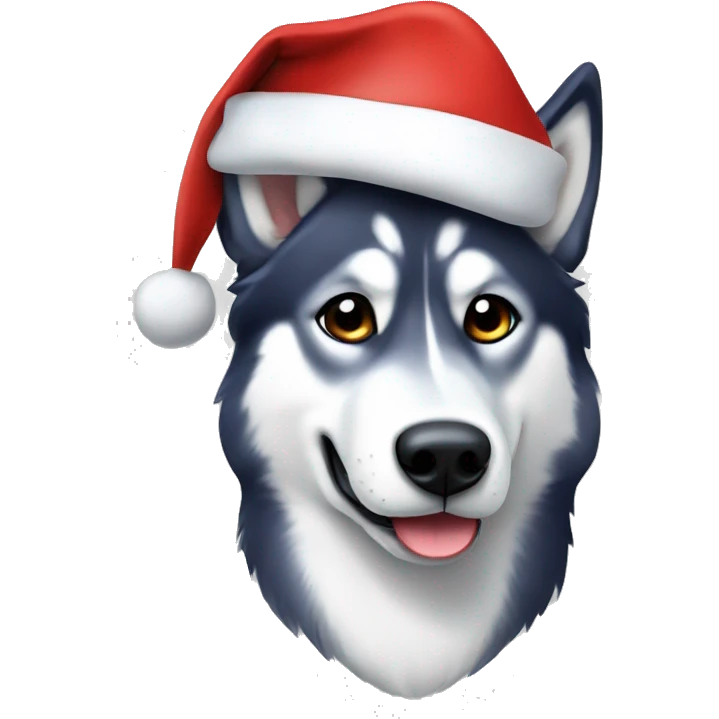 A Husky with Santa’s hat emoji
