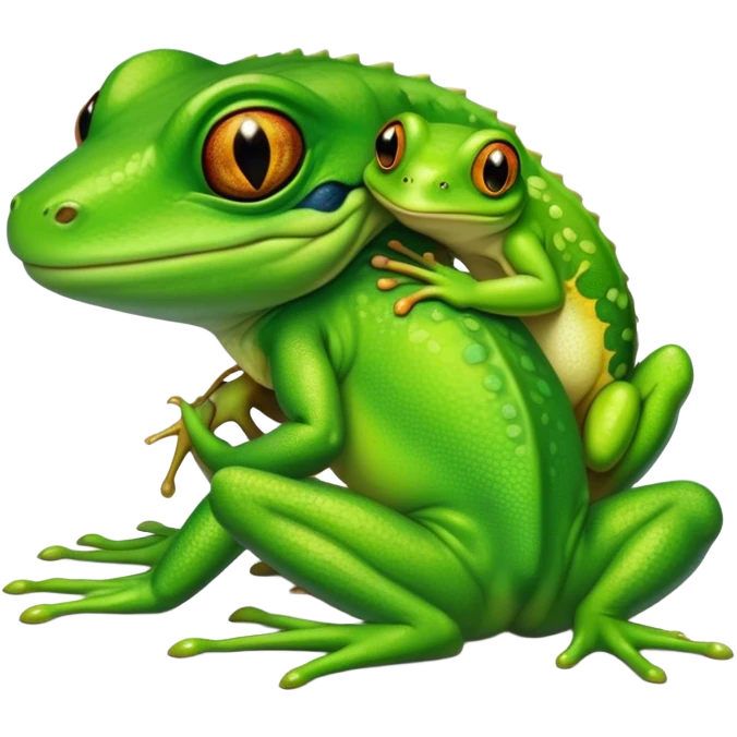 Lizard hugging a frog emoji