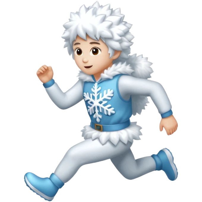 Someone running in a snowflake costume emoji