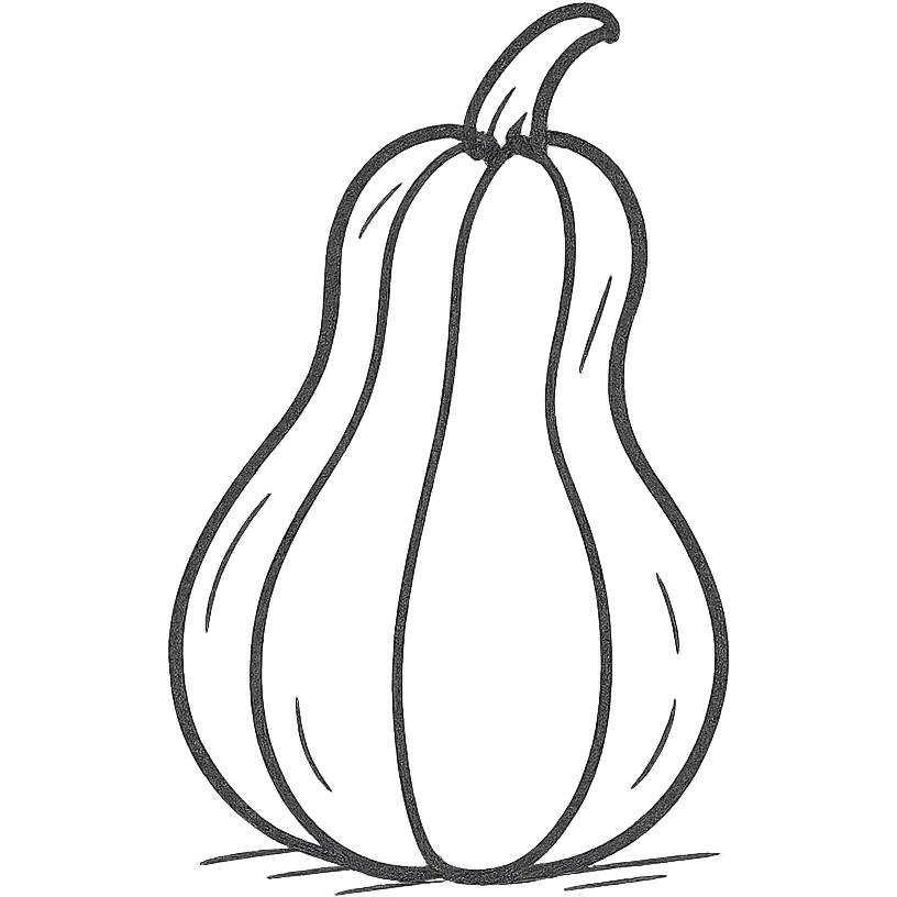 hand-drawn outlined icon of a squash fruit with playful lines emoji