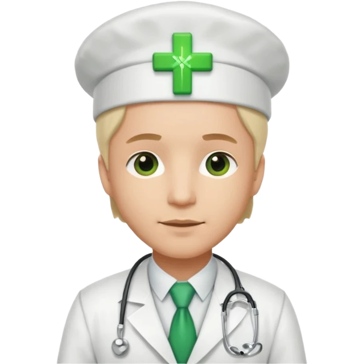 a doctor in white suit with a doctor hat with green cross emoji
