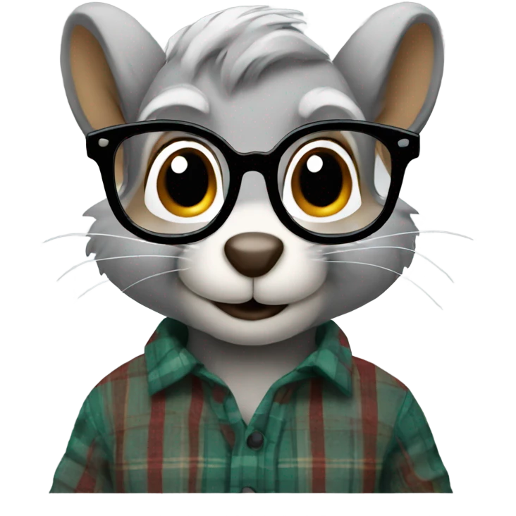 Squirrel with glasses and flannel shirt grey hair emoji