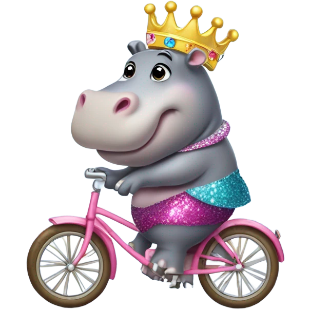 A princess hippo on a bike  emoji
