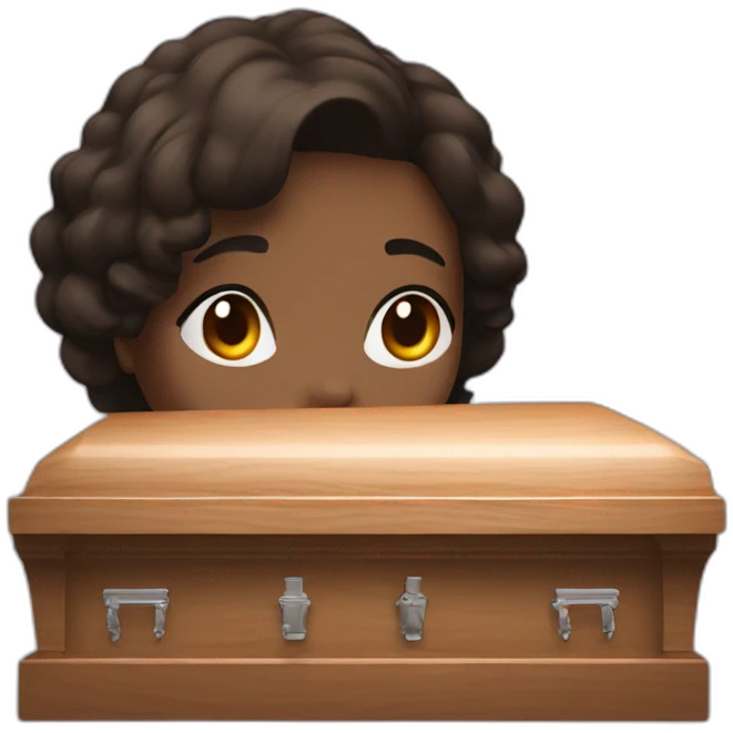 brunette head next to a coffin emoji