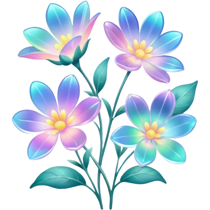 Pastel iridescent transparent luminescent aesthetic flowers emoji