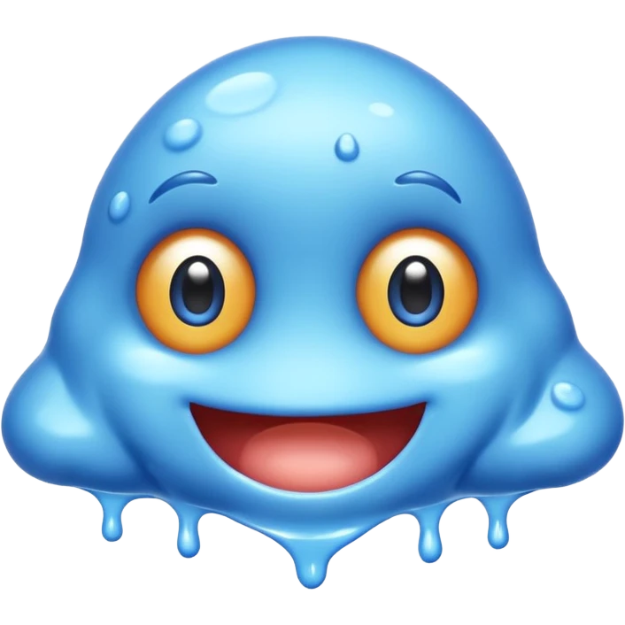 blue slime with big eyes, smiling emoji