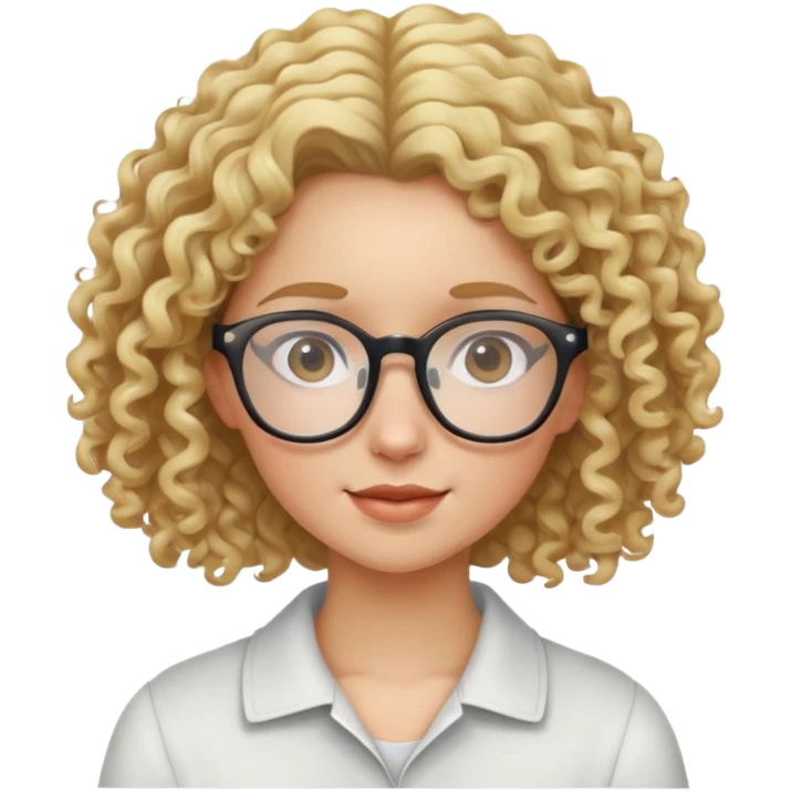 Blond curly haired girl with glasses emoji