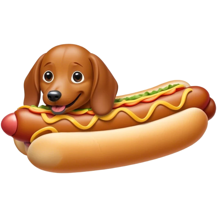 A weenie dog in a hot dog costume emoji
