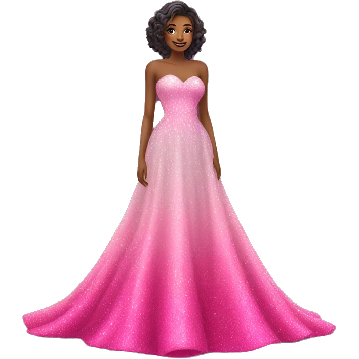 Hot pink glitter wedding dress ombre  emoji